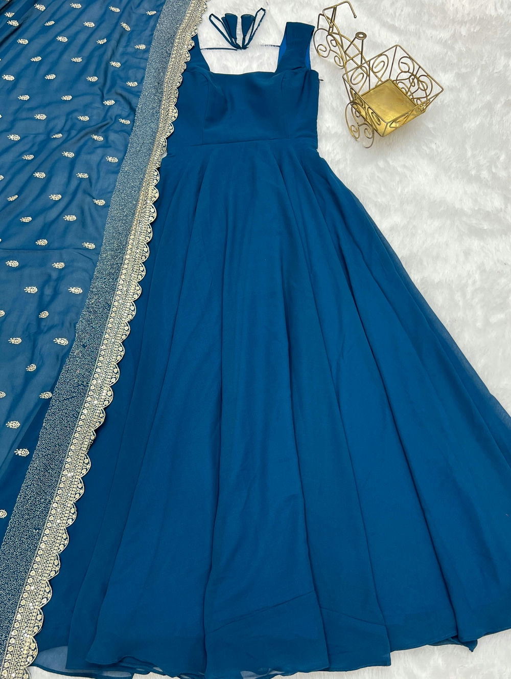 Roopkalan Women Gown Blue Dress - Buy Roopkalan Women Gown Blue Dress  Online at Best Prices in India | Flipkart.com